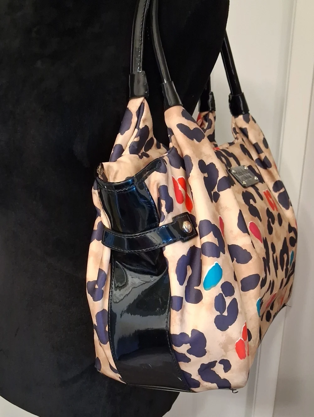 Kate Spade Stevie Pop Art Leopard Print Nylon Shoulder Tote Bag